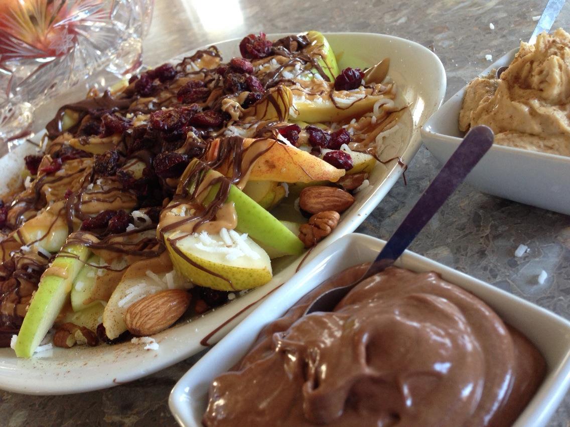 Apple Nachos with Nutella and Peanut Butter Dipping Sauce