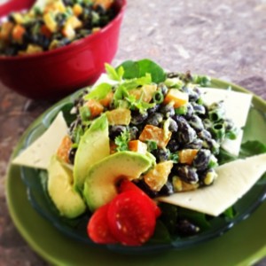 Black Bean and Pepper Salad with Avo Dressing