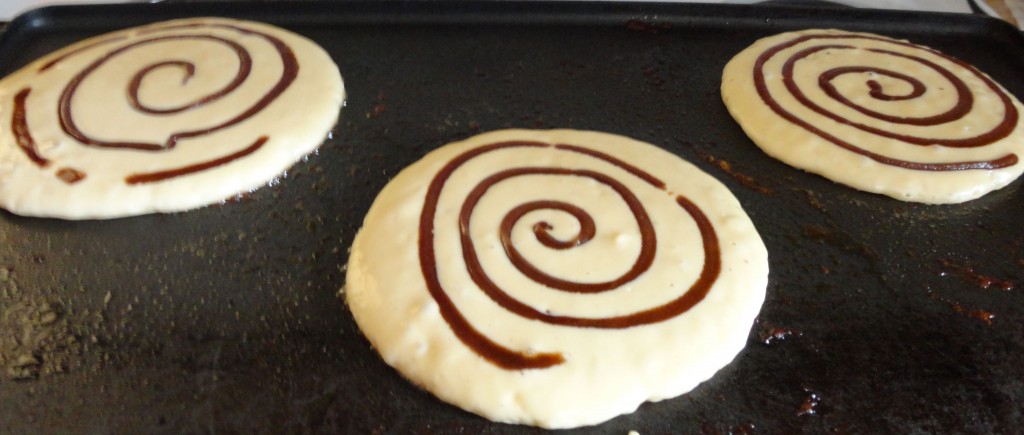 Cooking Cin Roll Pancakes