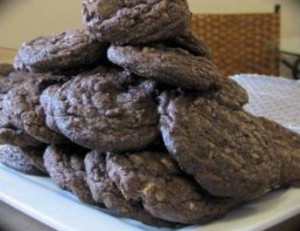 double chocolate fruit and nut cookies