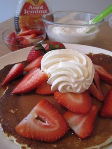 Stack of 'cakes with Strawberries