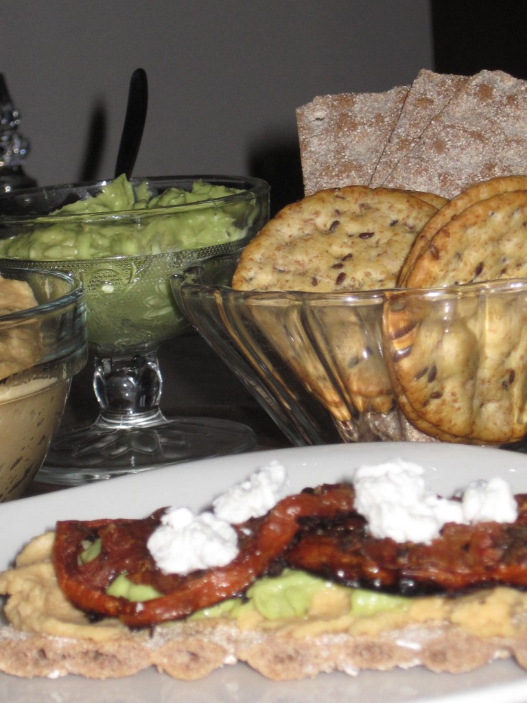 Hummus, Avo, Roasted Tomatoes and Feta